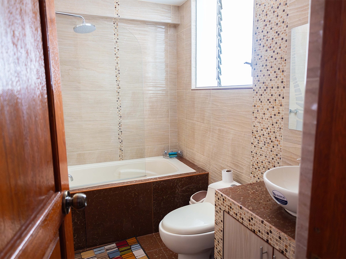 Typical bathroom inside host family accommodation in Peru
